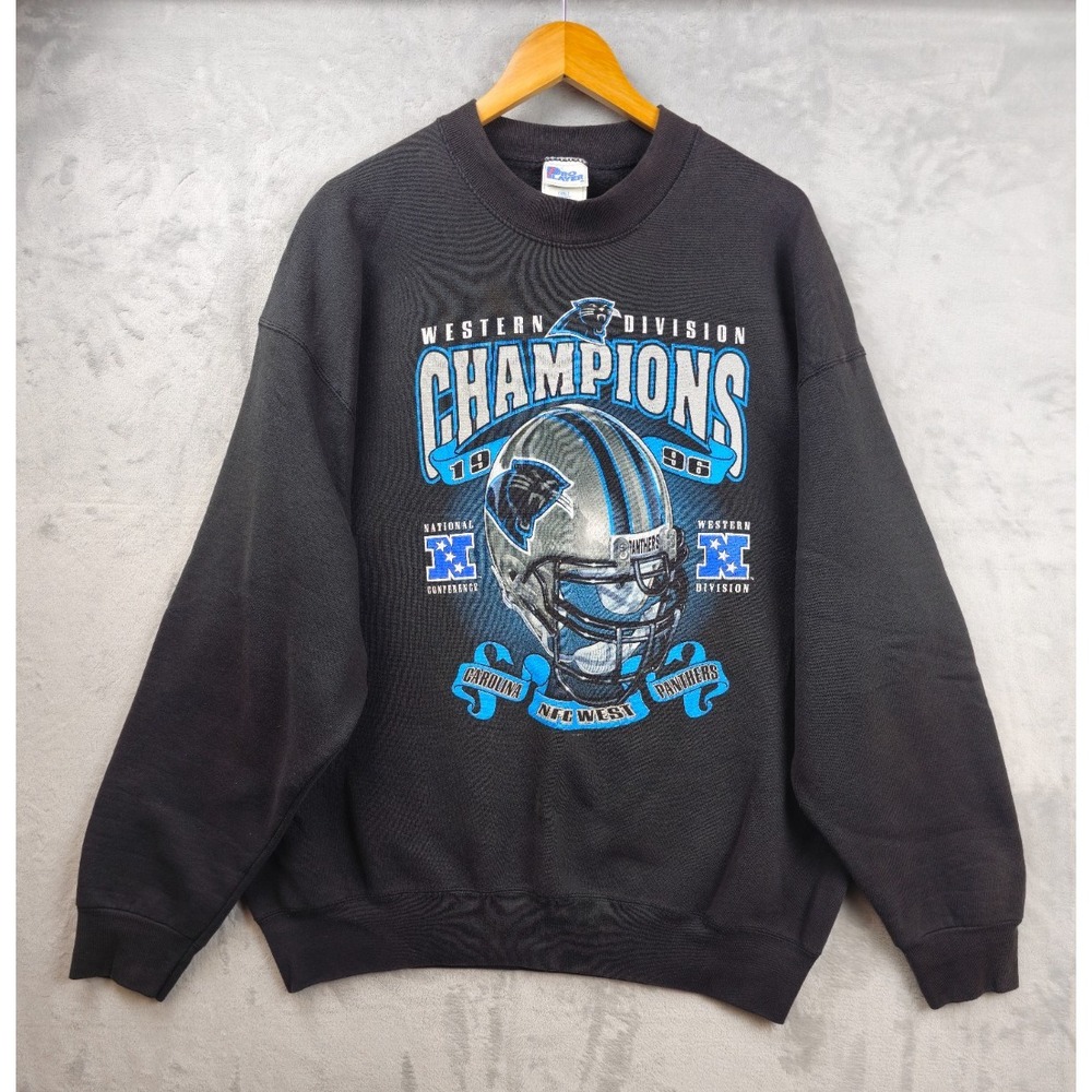 Vintage 90s Carolina Panthers Western Division Sweatshirt Black‎ XXL Pro Player